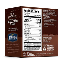 Lundberg Organic Thin Stackers Rice Cake, Decadent Dark Chocolate, Fair Trade, Kosher, USDA Certified Organic, Gluten Free & Non-GMO, 3.3 Ounce (Pack of 6)