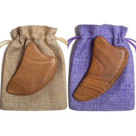 Moreinday Gua Sha Tool for Face, 2 Pack Gua Sha Facial Tools for Face Massage, Wooden Guasha Tool Reduce Puffiness - Green Sandalwood