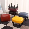 Kelendle Small Foot Stool for Living Room Brown Leather Stool