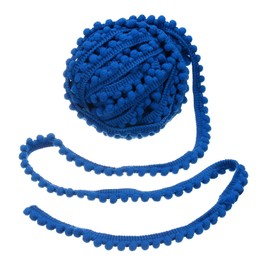 sourcing map 25 Yards Pom Pom Trim Ribbon, 0.5" Wide Bright Blue Pom Pom Ball Fringe Trim Sewing Fringe Fabric Trim Ribbon for DIY Crafts Curtain Clothes Pillow Home Decoration