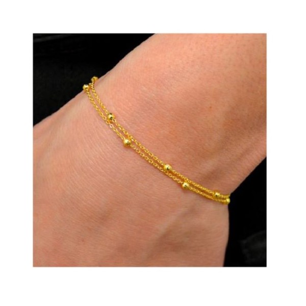 Farma Bijoux Hypoallergenic Double Gold Hand Bracelet with Delicate Gold