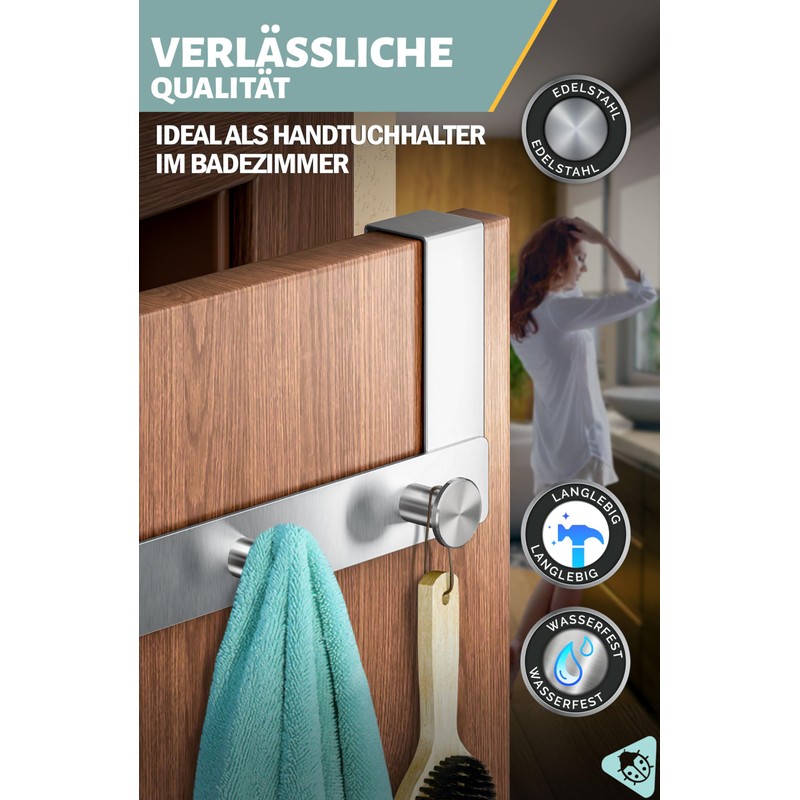 Menz Door Coat Rack for Hanging, Stainless Steel Door Coat