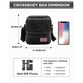 Small Crossbody Bag for Men,Vintage Canvas Messenger Shoulder Bags Crossbody Satchel Bag Men's Side Bags Over the Shoulder Purse for Phone Passport Bolsos Para Hombre Black