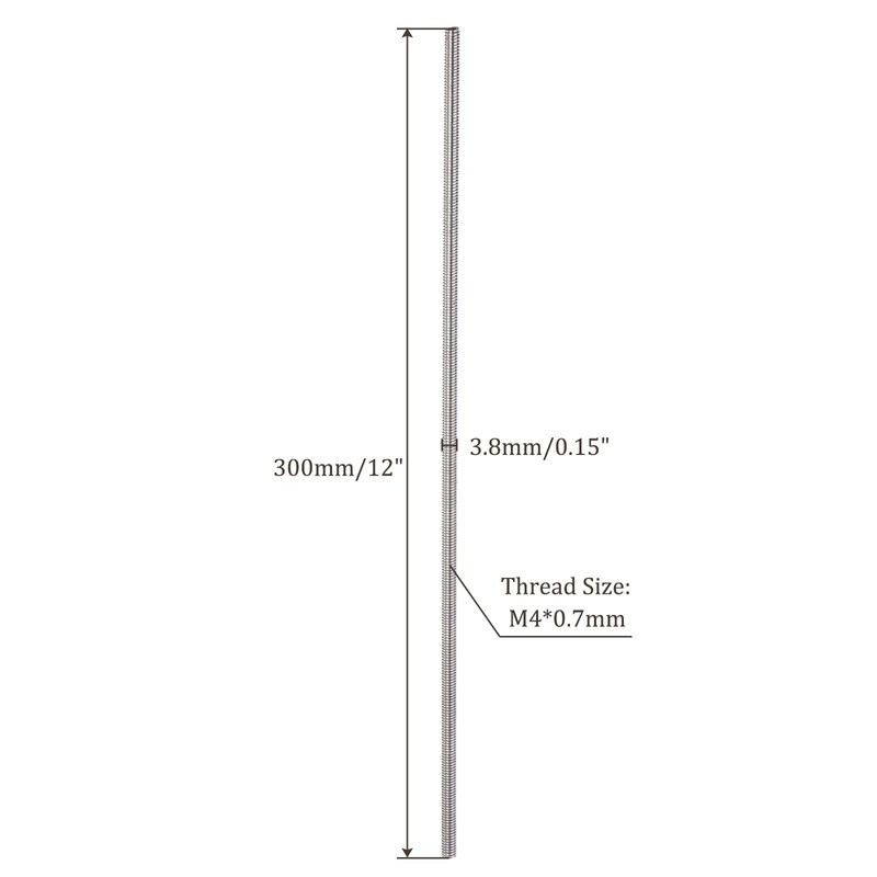 Kozelo 8 Set M4 Threaded Rods Studs with Hex Nuts