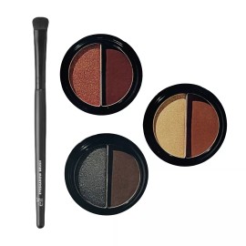 ELF e.l.f. 4 Piece Eyeshadow Duo (6 Shades) w/ Brush Gift Set Long Lasting Pigmented
