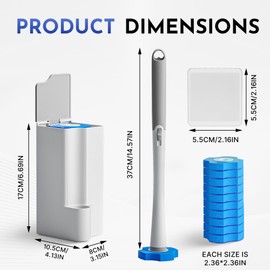 Toilet Wand Holder, Includes Compatible Bracket, 1 Brush Rod, and 10 Cleaning Brush Heads
