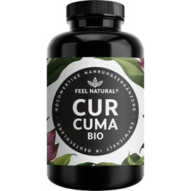 Organic Curcuma (Turmeric) and Black Pepper Per Daily Dose Capsules, 240 Pieces, 4500 mg, Laboratory Tested No magnesium stearate. Vegan, Made in Germany