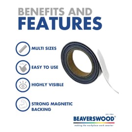 Magnetic Steel Easy-Wipe Tape, Thin & Flexible, Cut to Fit Strip, Strong Magnetic Tape, High Visible Identification, Suitable For All Non-Magnetic Surfaces - White - H.25mm x W.10M