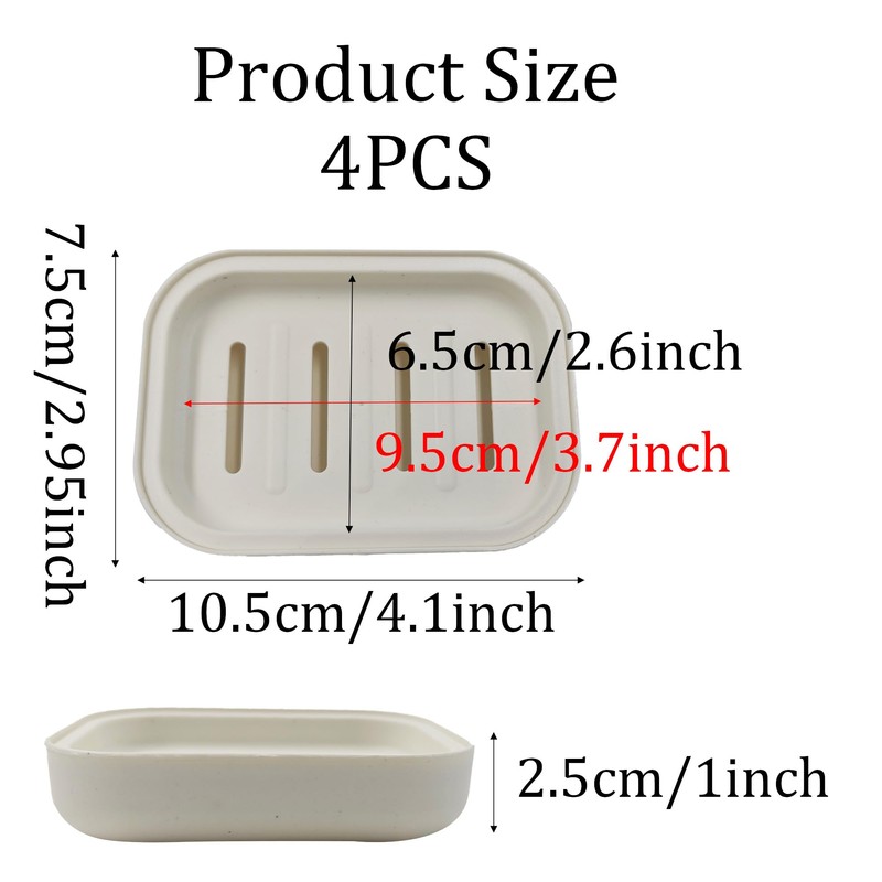 pson 4Pcs Double Layer Draining Soap Dish, Plastic Soap Holder