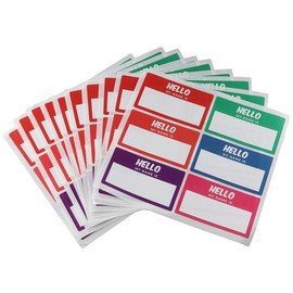 Risedot 60Pcs Name Tags, Hello My Name is Stickers 6 Colors, Colorful Name Tag Stickers for Office, Meeting, 3.5" x 2" (10 Sheets)