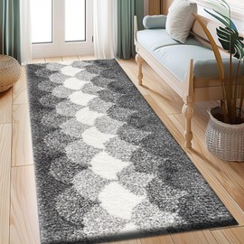 HAPACE Bathroom Rugs, Thick Absorbent Bath Mat Rug Non Slip, Soft Shaggy Bath Room Floor Mats for Bathroom, Machine Washable,(24"×70",Grey)