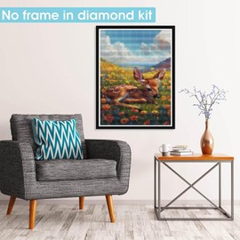 Pavemlo 5D Diamond Art Kits for Adults Deer, Full Drill Diamond Art Animals Pictures Paint with Diamonds, DIY Cross Stitch Jewel Art Rhinestone Craft for Home Wall Decor 12x16 inch