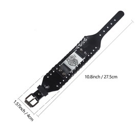 Kexinglu Viking Wolf Head Bracelet for Men, Wide Leather Cuff Wristband Jewelry Gear, Celtic Pagan Jewelry