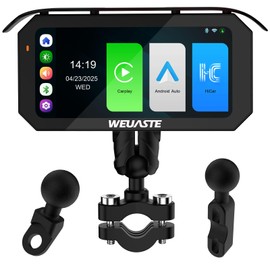 WEUASTE 6.25" Motorcycle Carplay/Android Auto/HiCar, Moto GPS Navigation with Waterproof Touchscreen, Portable Moto Car Play, Metal aAnti-Theft Bracket, BT, Fully Laminated Screen, High Brightness
