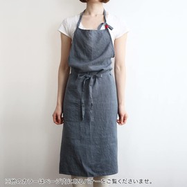Lino e Lina A411 Manon Full Apron, Abyss Blue, Women's, Men's, Kitchen, Plain, Linen, Hemp, Simple, Long Length, Gift