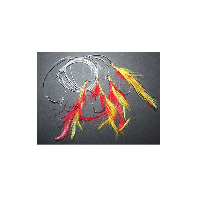 FFT SUPER CATCH RUBARB CUSTARD FEATHER RIG LURE 3 x