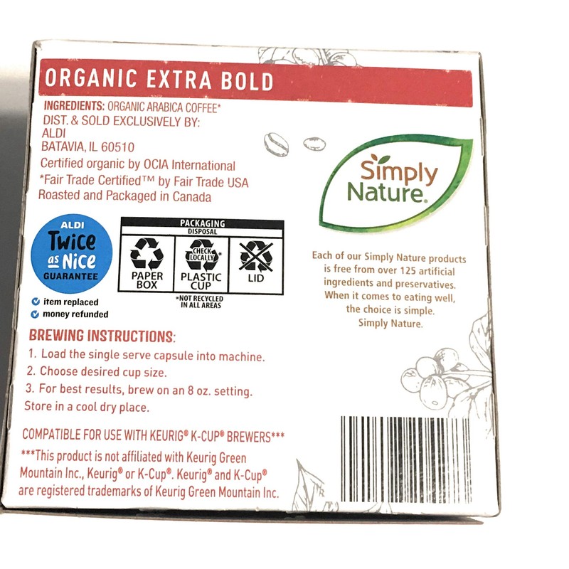 simply nature organic extra bold coffee