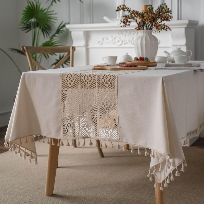 Cream Table Cloth - 140 X 180CM Christmas Table Cloth,