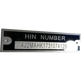 Engraved HIN Tag ID Plate Serial Number Watercraft Fishing Speed Boat Skiing