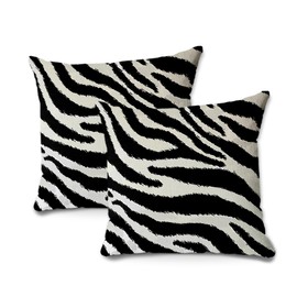2Pcs Zebra Print Striped Pillow Covers, Black White Print Modern Decor Throw Pillow Square Cushion Covers 18x18 inch Nursery Living Room Home Decor for Car Bed Couch
