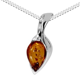 Ines Necklace with Pendant 925/000 Silver Amber, Silver, Silver 925, silver-coloured, white.