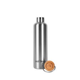 Tatonka Stainless Steel Drinking Bottle Hot + Cold Stuff Bamboo Lid 1000 ml - Unbreakable Insulated Bottle with Bamboo Lid - Dishwasher Safe and BPA-Free - 1 Litre