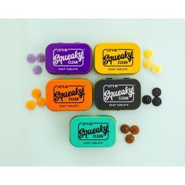 SqueakyClean Hand Made 30 Soap Tablets in Each Tin | Single Wash Hygiene Bar | Convenient for Travel & Pocket Friendly | Combo of 5 Assorted Multi Fragrance