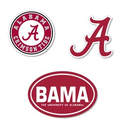 SDS Design Associates, Inc. Alabama Crimson Tide Large Auto Magnets, 3 Pack Durable Magnets. Size: Two 6"" and One 3"" Magnet. (Alabama), Red