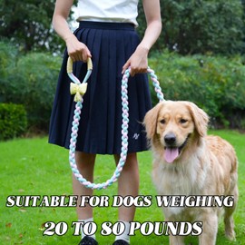 4FT Heavy Duty Braided Rope Dog Leash, Soft Cotton Design with Locking Clip for Medium & Large Dogs – Ideal for Walking & Training (Butterflies)