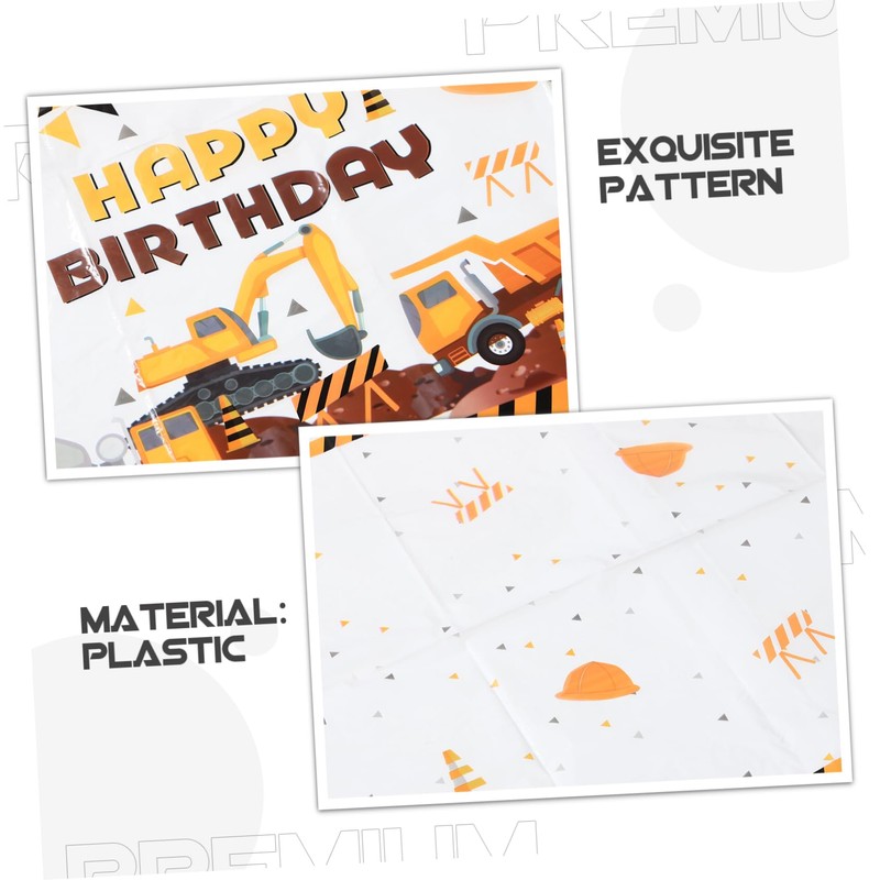 CAXUSD Birthday Party Tablecloth Construction Vehicle Theme Waterproof Plastic Table