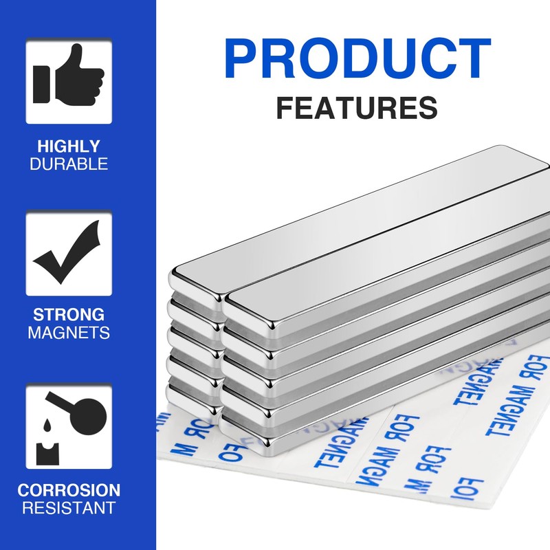 MIKEDE Strong Rare Earth Neodymium Magnets, Heavy Duty Bar Magnets