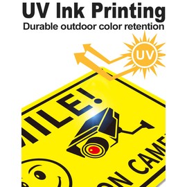 3-Pack Smile You're On Camera Signs 8"x12" Rust Free Aluminum Video Surveillance Signs Outdoor, Security Camera Sign with UV Printed - Smile Your On Camera Signs for Home, Business, Yard and CCTV