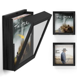 Emfogo 2 Pack Vinyl Record Frame, Album Frames for Display Up to 20 Records, Vinyl Frame for 12x12 Inch LP Album Cover (2 Pack/Black)