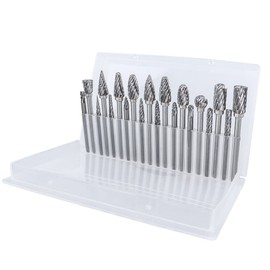 Yakamoz 20Pcs Double Cut Carbide Burr Set, 1/8" Shank Tungsten Steel Carbide Rotary Tool Bits for Die Grinder, DIY, Woodworking, Engraving, Metal Carving, Drilling, Polishing