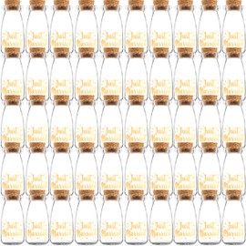 Ethisa Just Married Glass Jars - Wedding Favors for Guests Bulk 50 Pack and Table Centerpieces for Reception - Mr and Mrs After Dinner Buttermints Candy Storage Bottles - Thank You Souvenirs