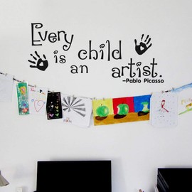 Every Child is an Artist Wall Art Decals Picasso Inspirational Saying Baby Room Sticker Quotes Nursery Decor Classroom Decoration 24×11In