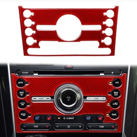 nuoozy Carbon Fiber Center Console Button Frame Panel Cover Trim Sticker Compatible with Ford Explorer 2011 2012 2013 2014 2015 2016 2017 2018 2019 Interior Accessories Red
