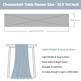 Nialnant Dusty Blue Cheesecloth Table Runner,10 Pack 13Ft Easter Table Runner for Kitchen Dinner,Rustic Table Runner for Blue Party,Wedding Bridal Showers Decorations