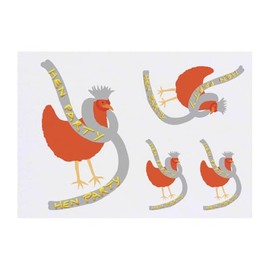4 x 'Hen Party Hen' Temporary Tattoos - Water Resistant, Skin-Safe, Non-Toxic Transfers, Mixed Sizes (TO00074934)