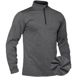 TACVASEN Men's Long Sleeve Pullover Half Zip Fleece Winter Jumper Warm Breathable Sports Sweatshirt with Stand-Up Collar, darkgray