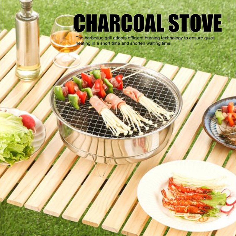 Portable Round Barbecue Charcoal Grill Multifunctional Compact Charcoal Stove for