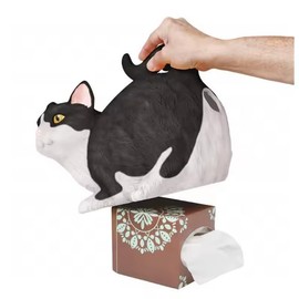 Sprint4deals Funny Cat Butt Tissue Box Cover Dispenser and Mini Trash Can – Cute Cat Shaped Tissue Paper Holder Decorative Bathroom Organizer for Toilet, Bedroom, Vanity, or Office Desk Decor (Black)