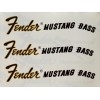 Fender Mustang Bass Black/Gold Waterslide Headstock Decal (3 pc)