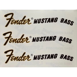 Fender Mustang Bass Black/Gold Waterslide Headstock Decal (3 pc)