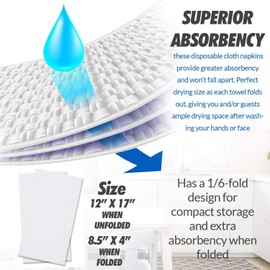 50 Disposable Bathroom Napkins - White | Disposable Guest Towels | Wedding Napkins | Paper Napkins | Linen Feel Disposable Paper Hand Towels for Guest Bathroom, Parties, Weddings, Dinners Or Events