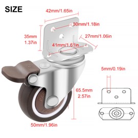 DBREAKS Swivel Castors Set 50 mm, 4 Pieces Furniture Castors Made of TPE, Transport Castors with 20 Screws, Wheels with Brake, Swivel Castors with L Mounting Plate, Suitable for Cribs, Flower Stands