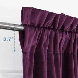YURIHOME Purple Velvet Curtains 96 Inches for Bedroom, Thermal Insulated Blackout Curtains- Room Darkening Sun Blocking Rod Pocket Window Drapes for Living Room, 2 Panels, 52 x 96 Inches