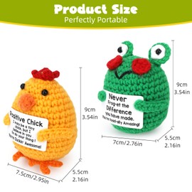 Fayrvind 2 Pcs Emotional Support Positive Crochet Desk Decor Cute Animal Birthday Gifts for Women Thank You Gift