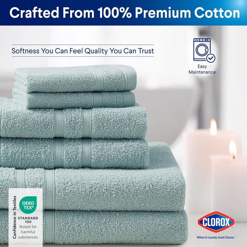 Clorox Bleach Friendly, Quick Dry, 100% Cotton Hand Towels (2