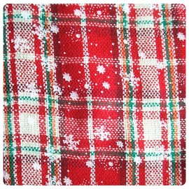 BrightGlow Fabric Sold by the Metre Checked Christmas Fabrics with Snowflakes Christmas Pattern Fabric Squares Decoration Fabric with Gingham Pattern Sewing Fabric DIY Fabric Checked Fabric for Sewing